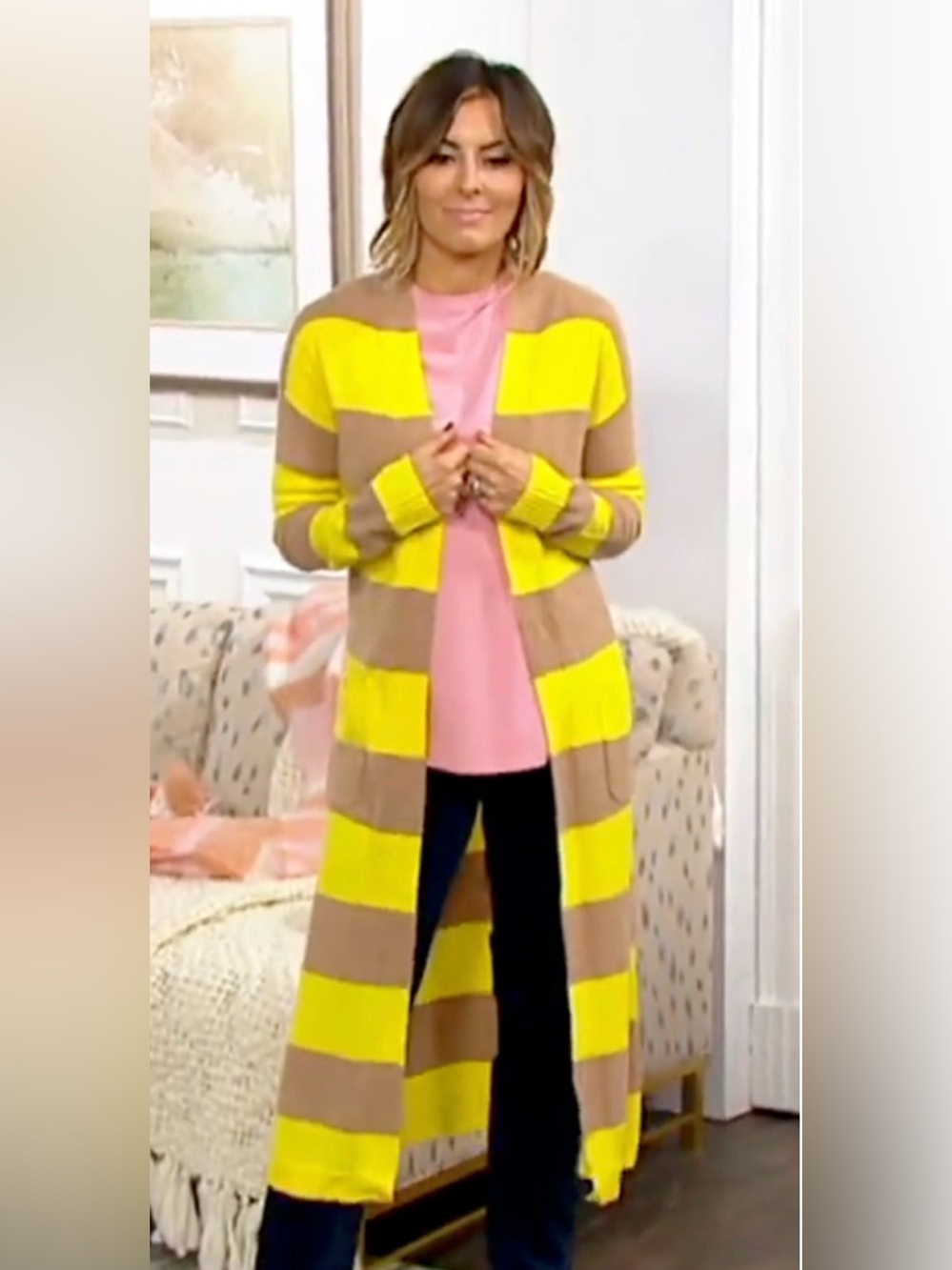 NEW ISAAC MIZRAHI LIVE! ALWAYS ISAAC STRIPED CASHMERE DUSTER CARDIGAN SWEATER 2X
